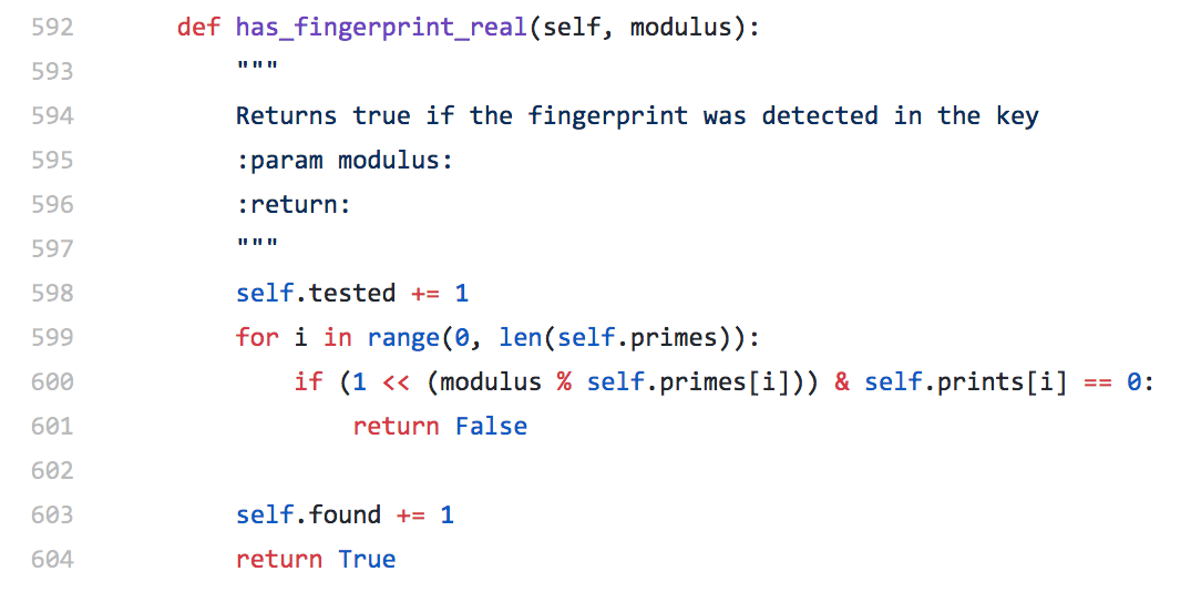 Figure 2 (from roca/detect.py) – The Test for ROCA is Quite Simple