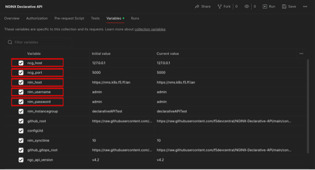 NGINX Declarative API Variables